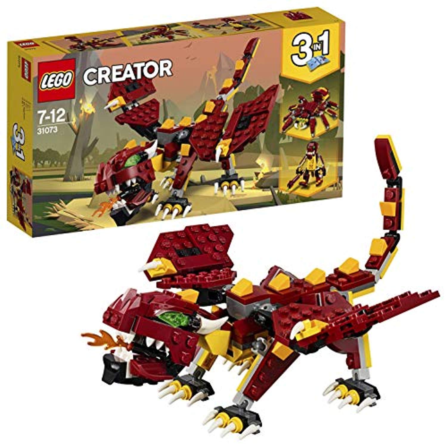 LEGO 31073 Creator 3in1 Mythical Creatures Dragon, Giant Spider and Troll Action Figures Model Building Set, Toys for Kids 7-12 Years Old - Offer Games