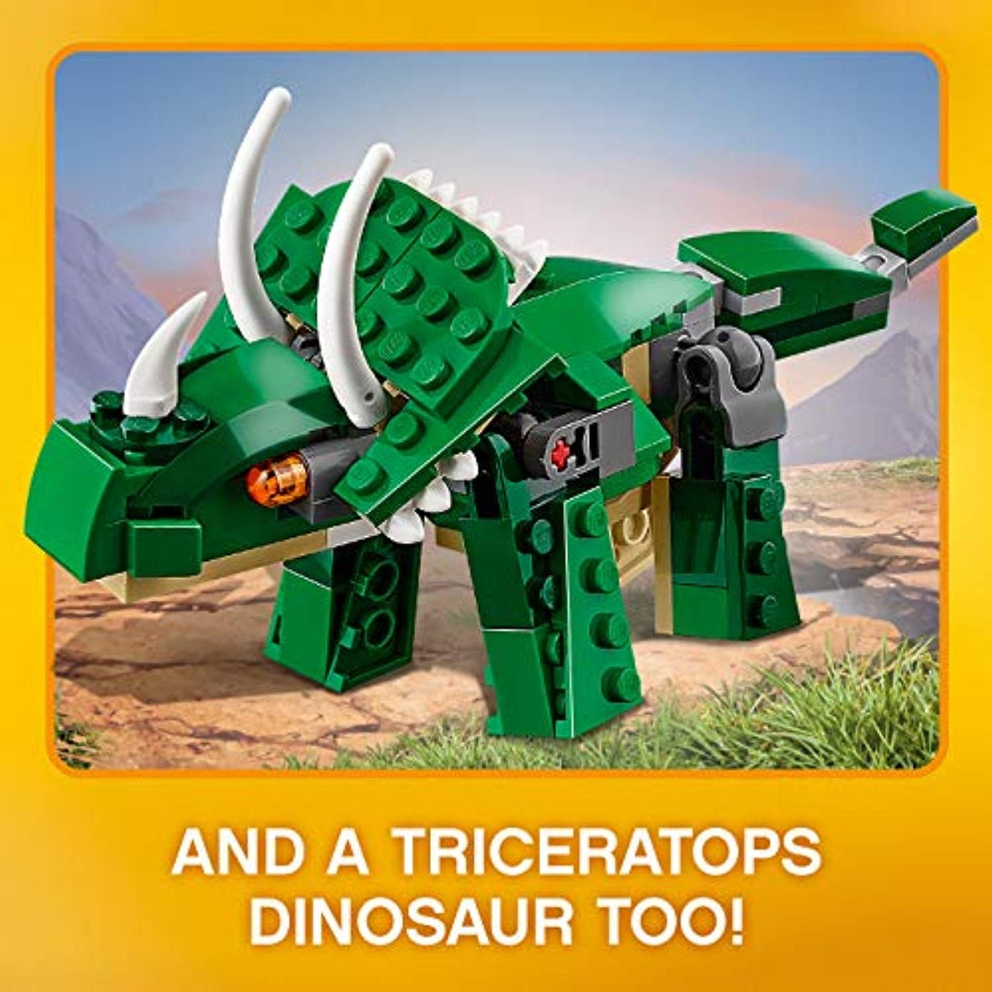 LEGO 31058 Creator Mighty Dinosaurs Toy, 3 in 1 Model, Triceratops and Pterodactyl Dinosaur Figures, Modular Building System - Offer Games