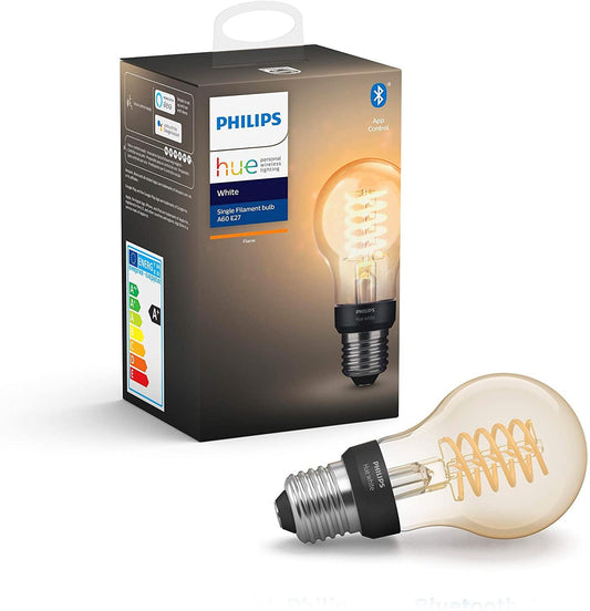 Philips Hue White Filament Single Smart LED Bulb [E27 Edison Screw] with Bluetooth, Works with Alexa and Google Assistant - Offer Games