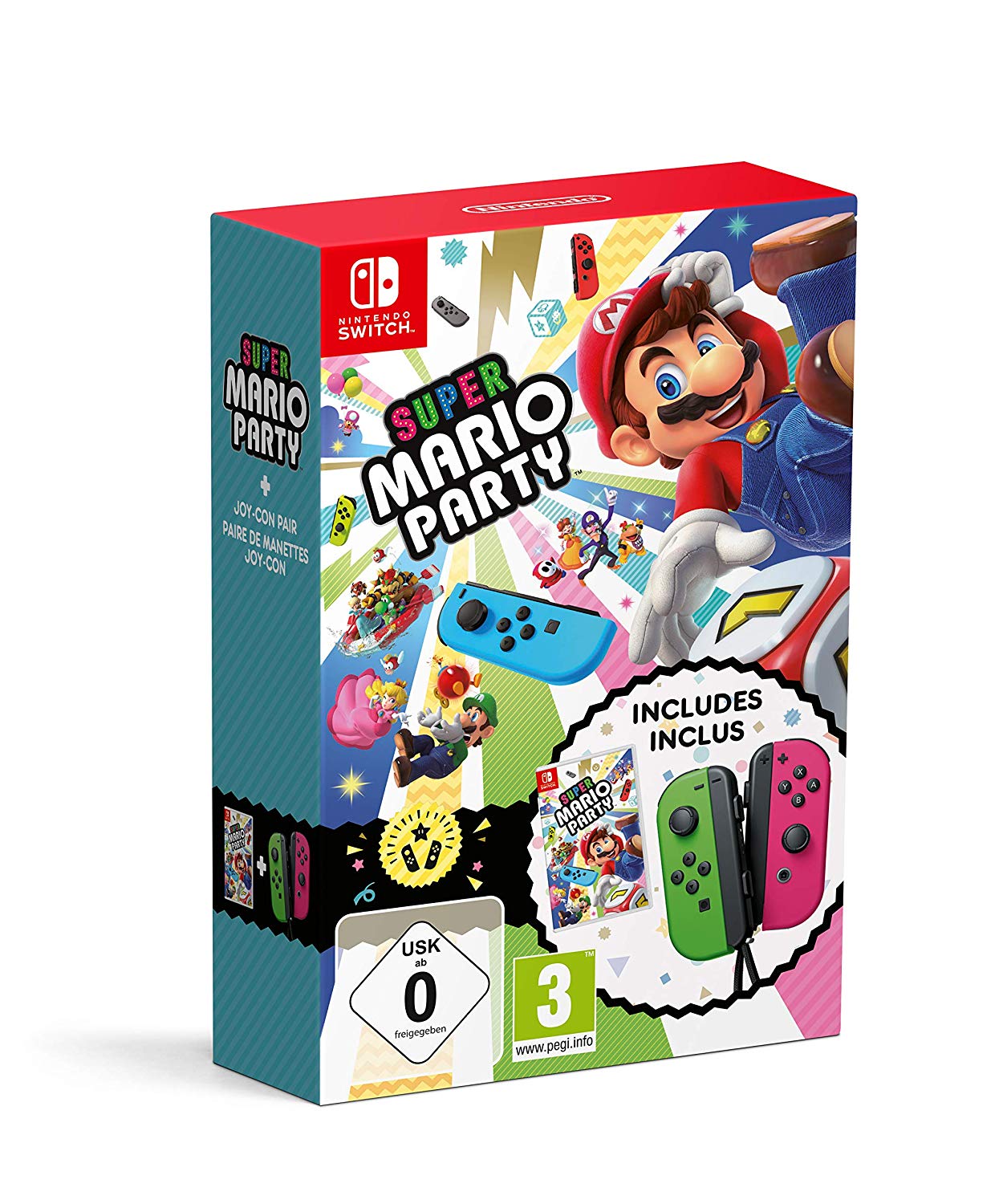 Super Mario Party + Neon Green/ Neon Pink Joy-Con (Nintendo Switch) - Offer Games