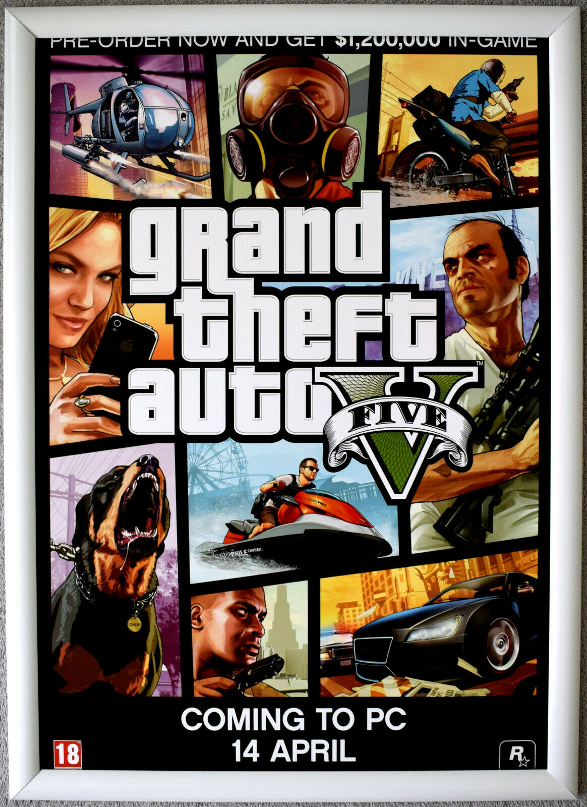 Grand Theft Auto 5 Original Pre-Order Gaming Poster GTA Merchandise